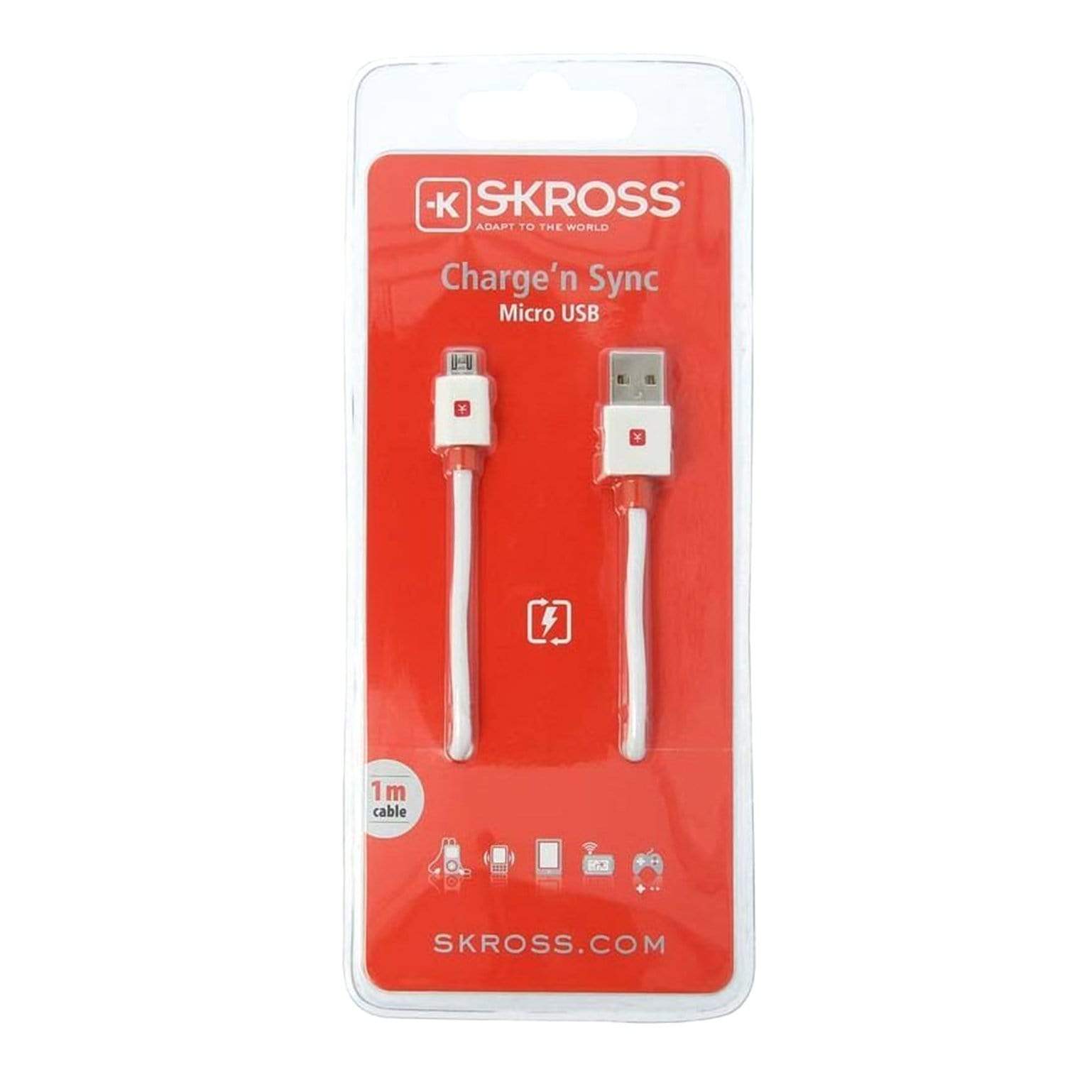 Skross Essentials Charge N Sync Micro USB Cable - White - 2700202E - Jashanmal Home