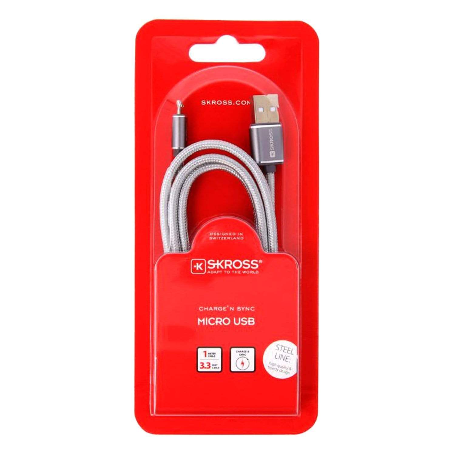 Skross Steel Line Charge N Sync Micro USB Cable - Silver - 2700240 - Jashanmal Home