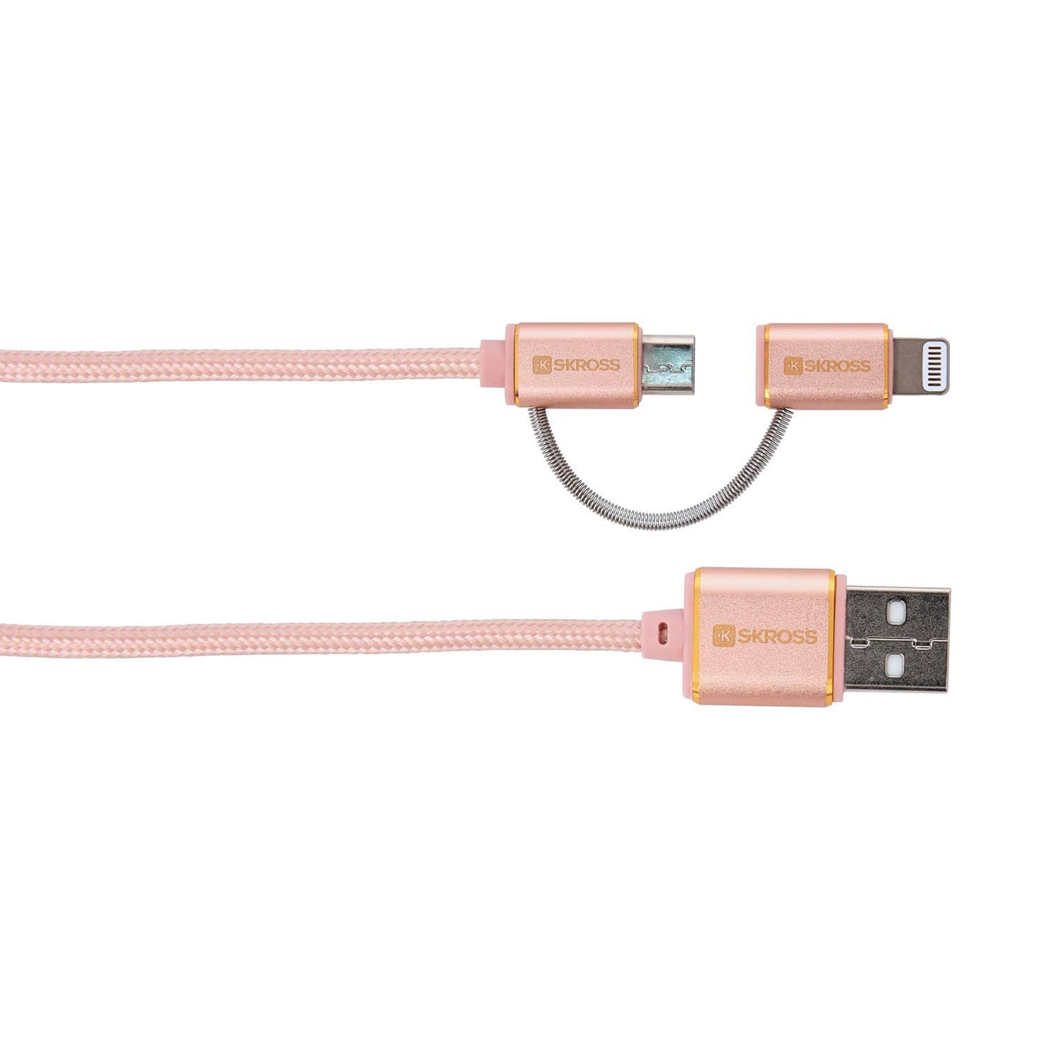 Skross Special Edition 2 in 1 Charge N Sync Micro USB Cable with Lightning Connector - Rose Gold - 2700251 - Jashanmal Home