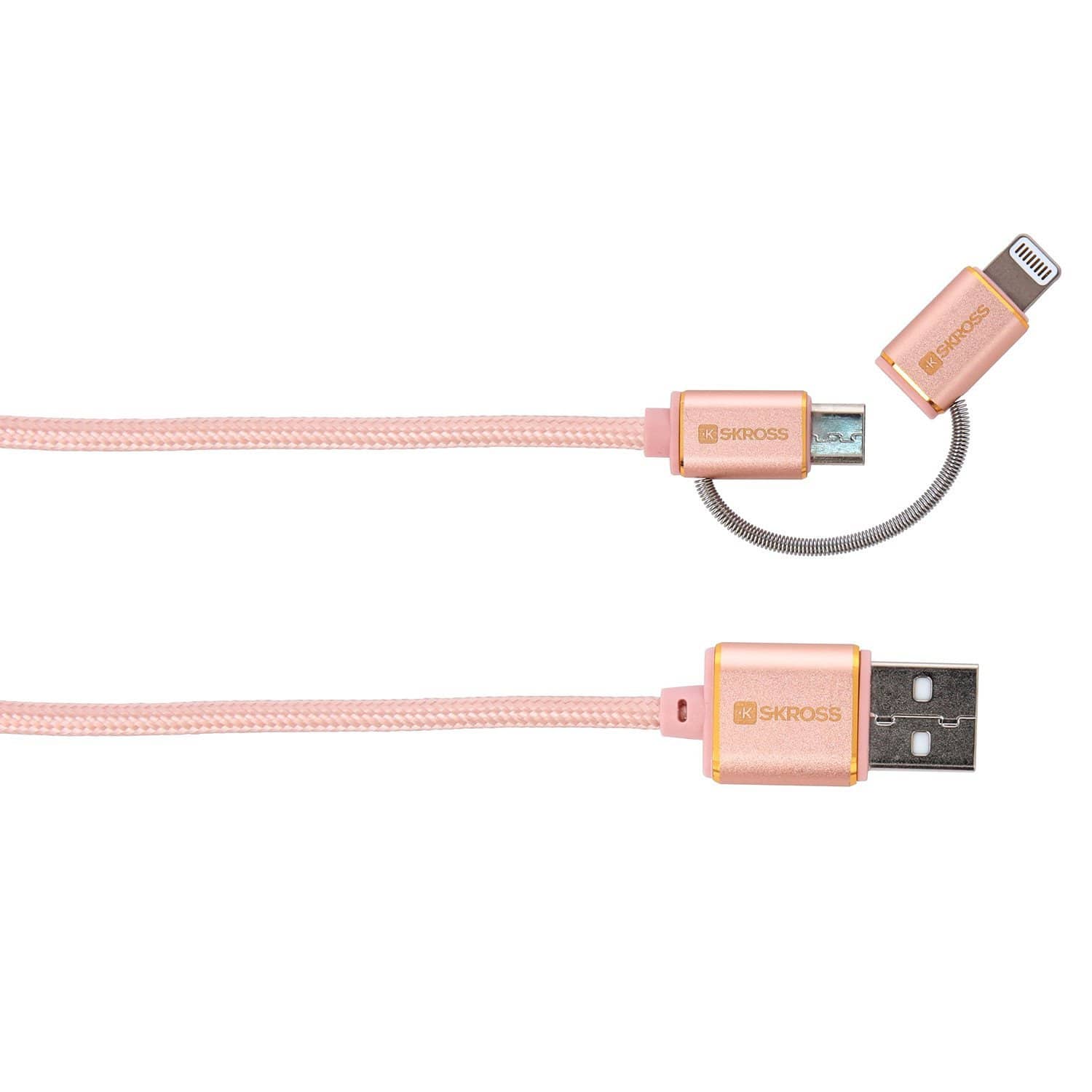 Skross Special Edition 2 in 1 Charge N Sync Micro USB Cable with Lightning Connector - Rose Gold - 2700251 - Jashanmal Home