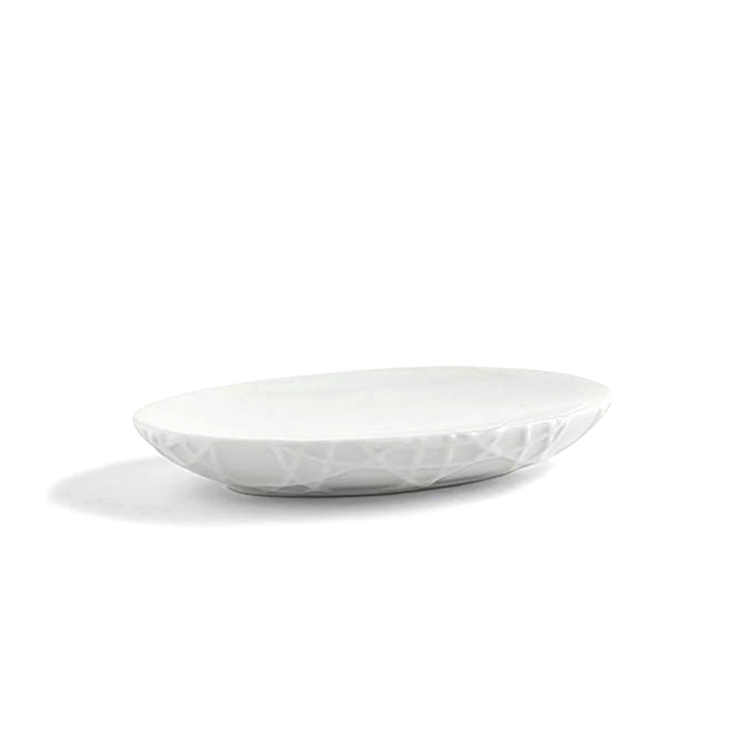 Kassatex Rattan Embossed Porcelain Soap Dish - White - ARN-SD - Jashanmal Home