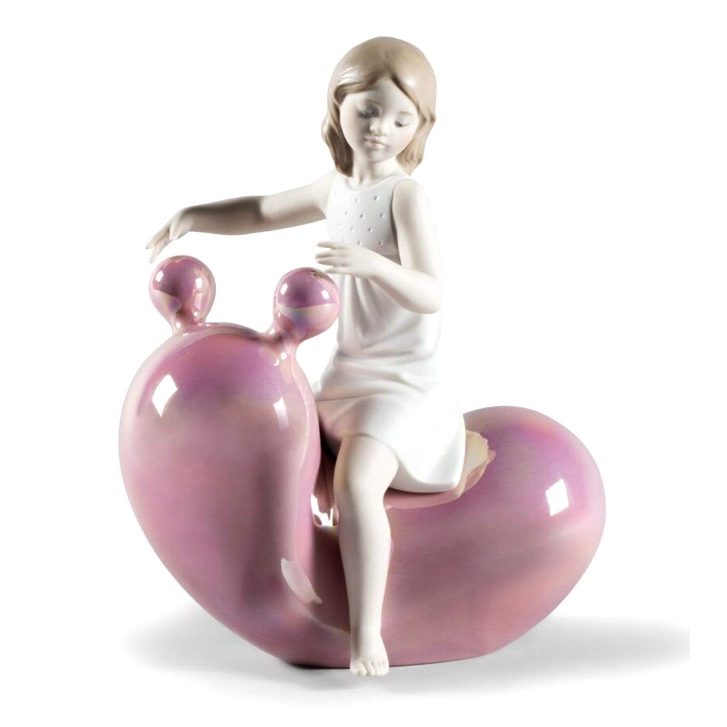 Lladro My Seesaw Balloon Girl Figurine - Pink and White - 1009367 - Jashanmal Home