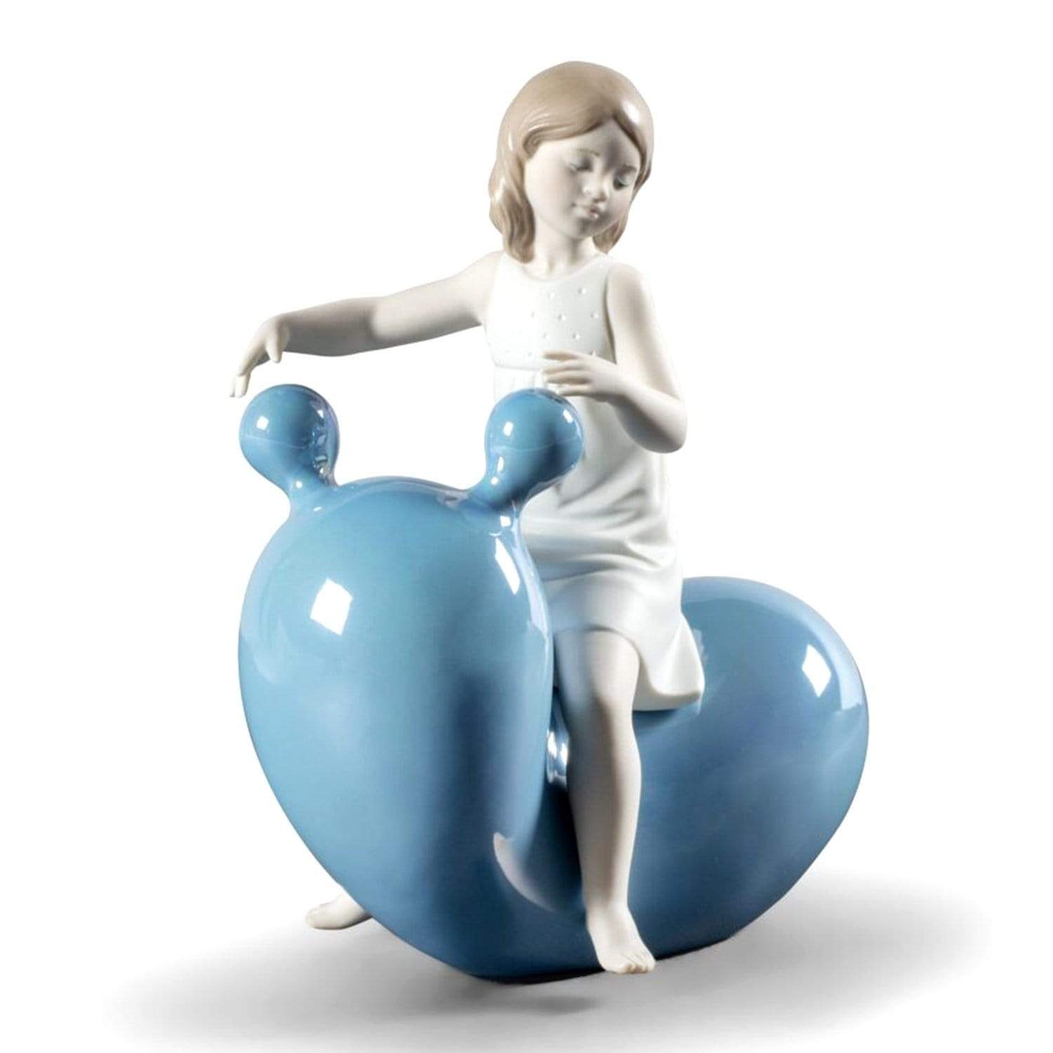 Lladro My Seesaw Balloon Girl Figurine - Blue and White - 1009368 - Jashanmal Home