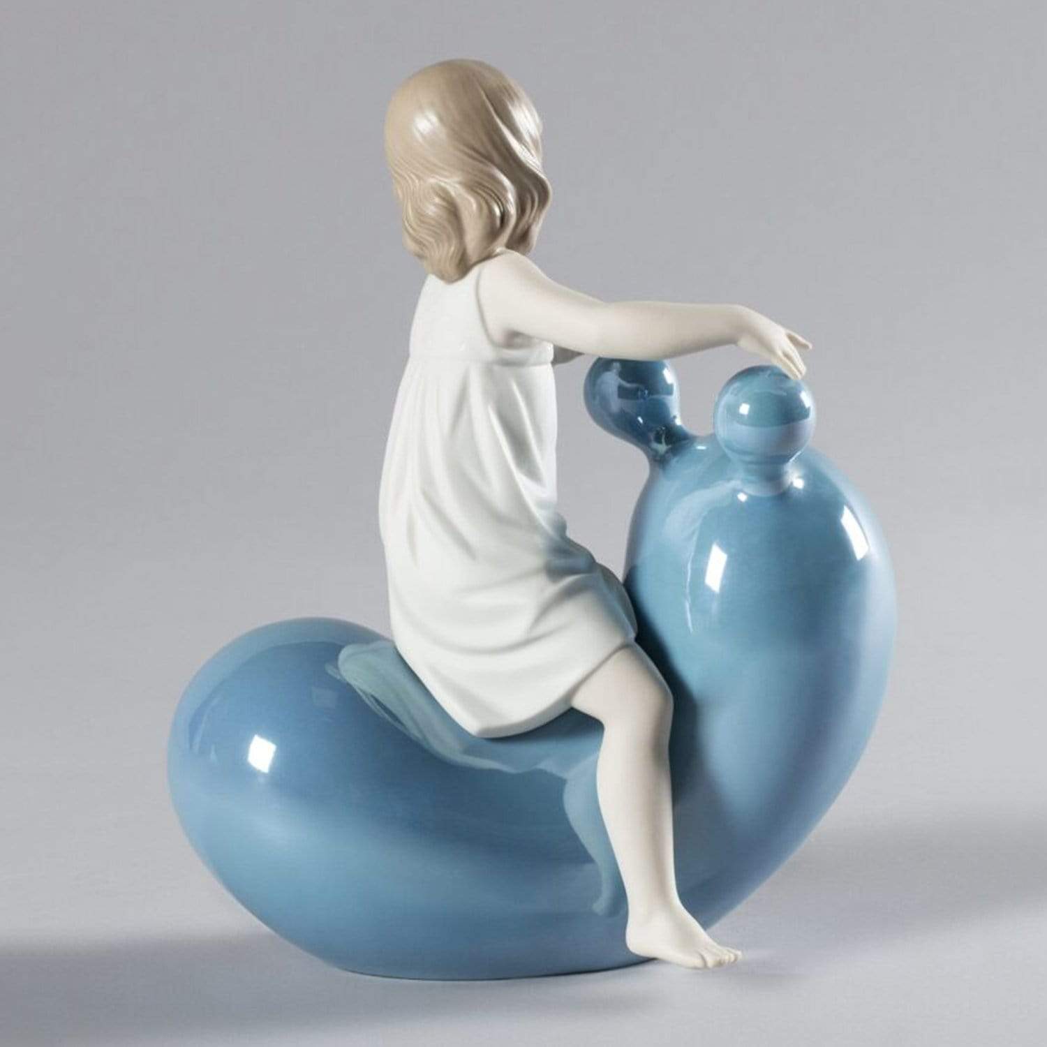 Lladro My Seesaw Balloon Girl Figurine - Blue and White - 1009368 - Jashanmal Home
