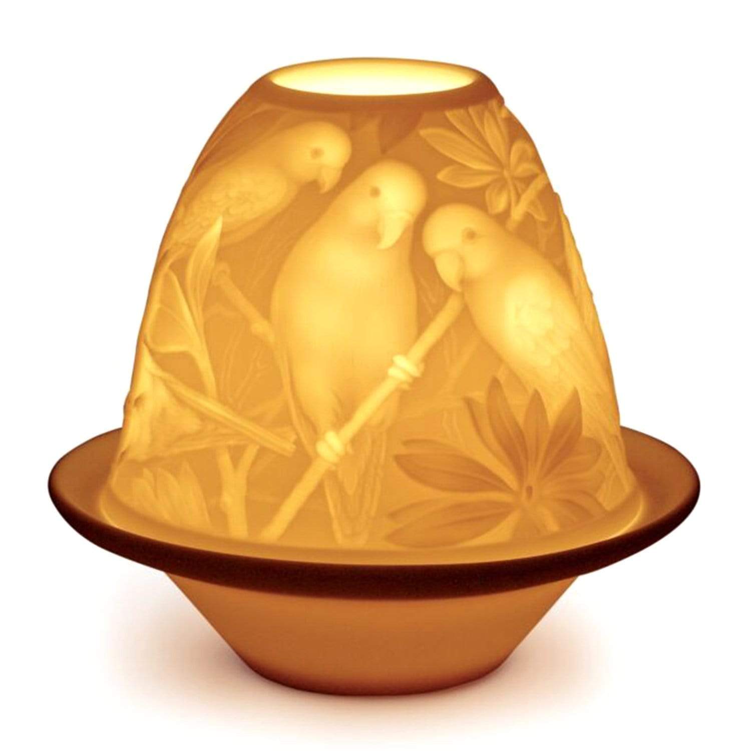 Lladro Parrots Lithophane Votive Light with Plate - 1017305 - Jashanmal Home