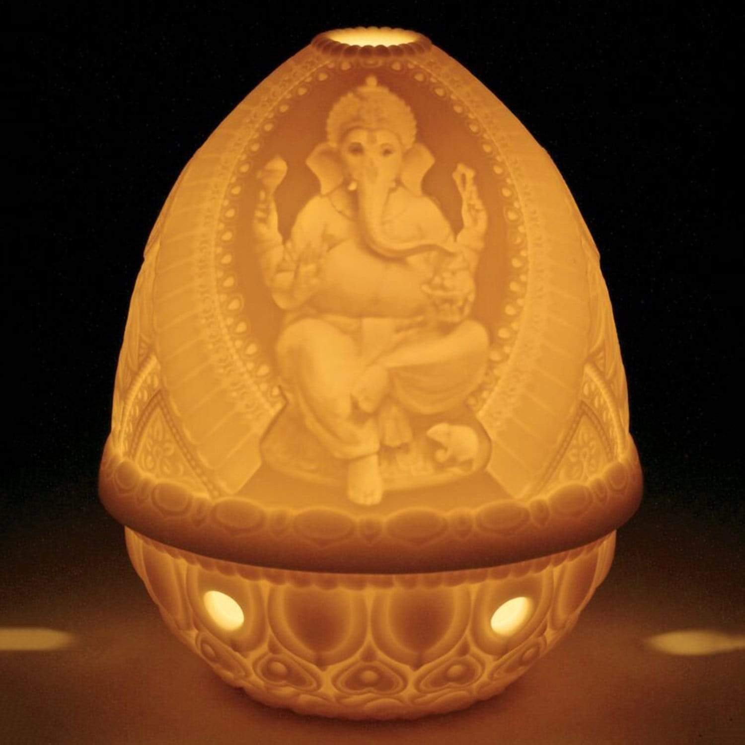 Lladro Lord Ganesha Lithophane Votive Light - 1017318 - Jashanmal Home