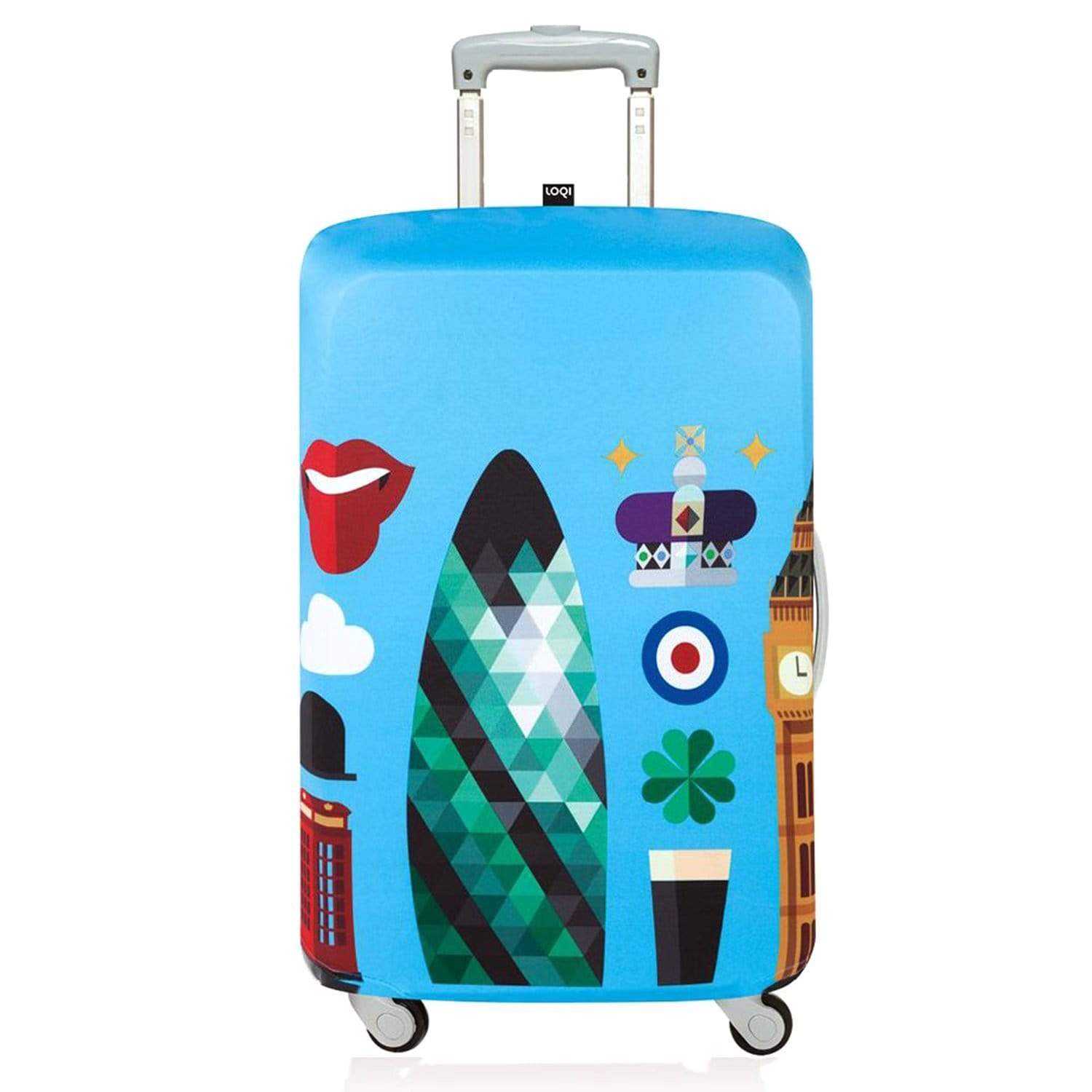 Loqi Artist Hey Studio London Luggage Cover - Blue, Small - LS HEY LO - Jashanmal Home