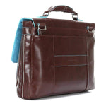 Piquadro Blue Square Leather Briefcase with Flap Closure - Mahogany - CA3111B2/MO - Jashanmal Home