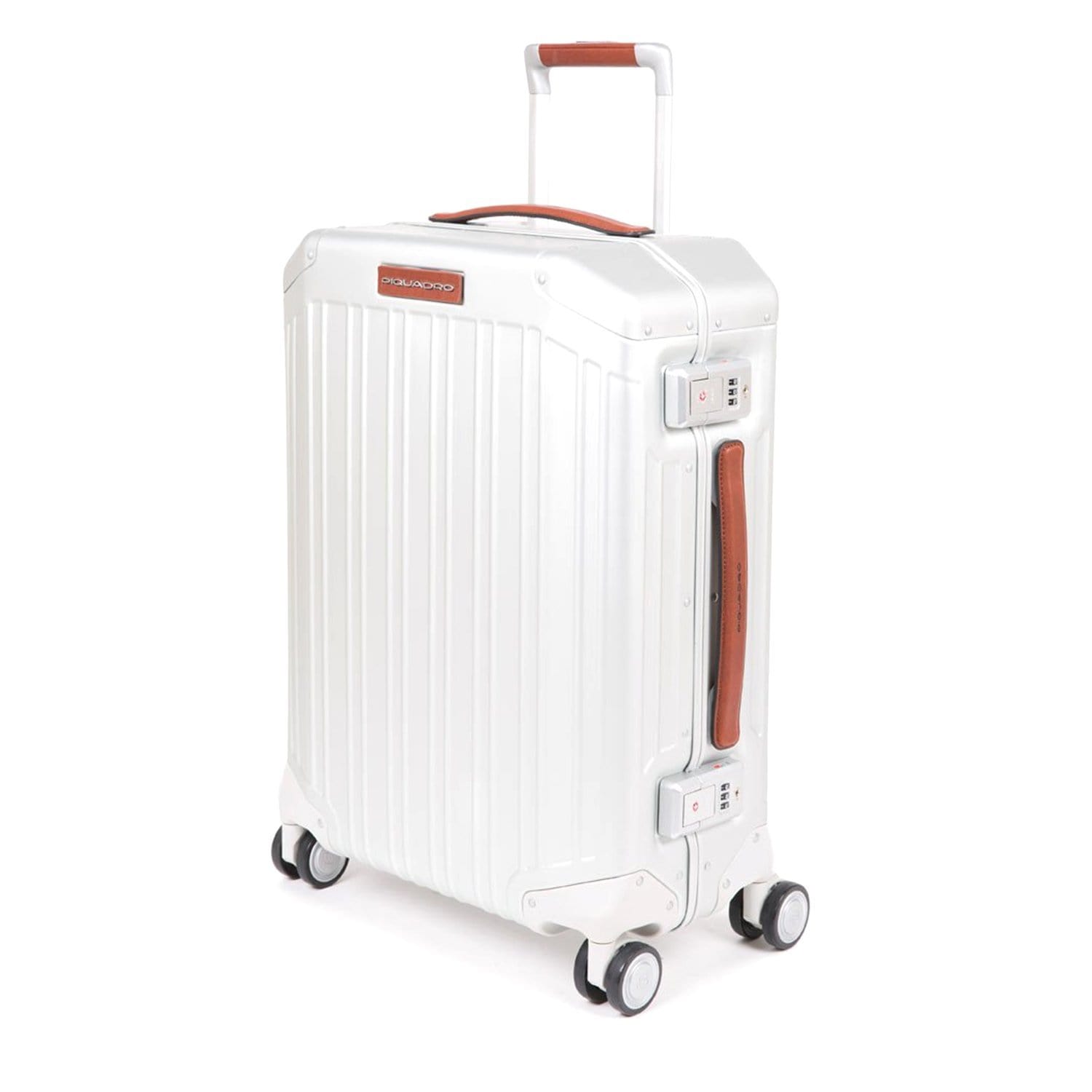 Piquadro PIQALU 55cm Ultra Slim Hardcase 4 Double Wheel Cabin Luggage Trolley Grey - BV4425ALU/GRCU