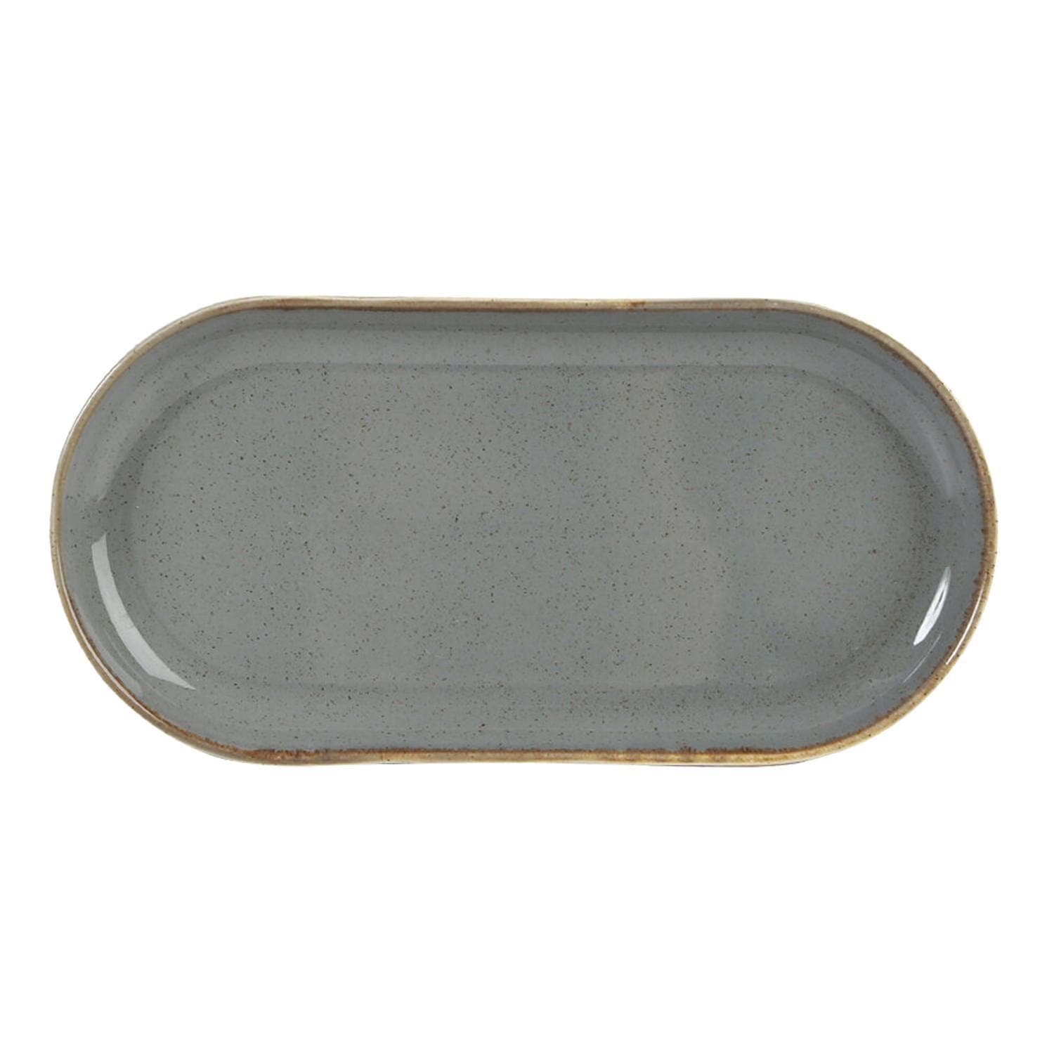 Porland Porselen Seasons Oval Plate - Dark Grey - 04ALM002443 - Jashanmal Home