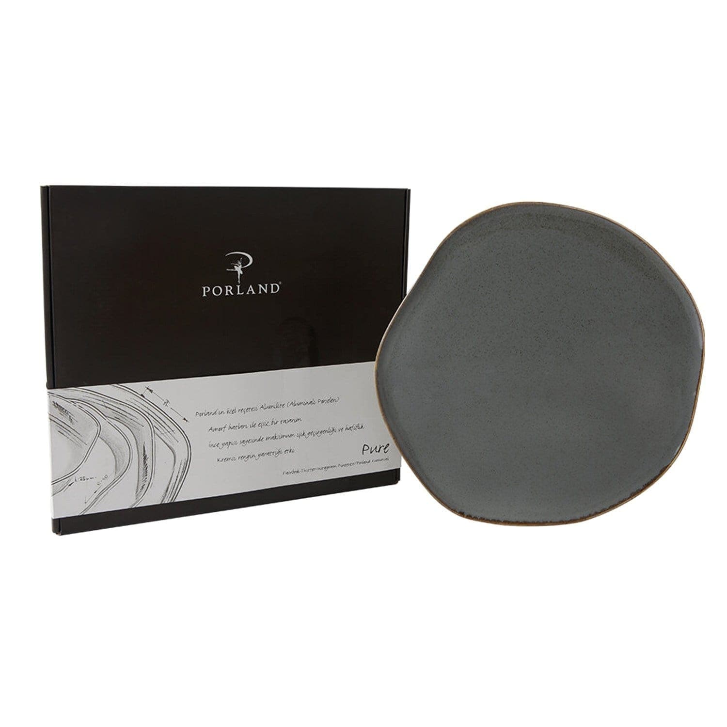 Porland Porselen Pure 32 cm Flat Plate - Dark Grey - 04ALM003263 - Jashanmal Home