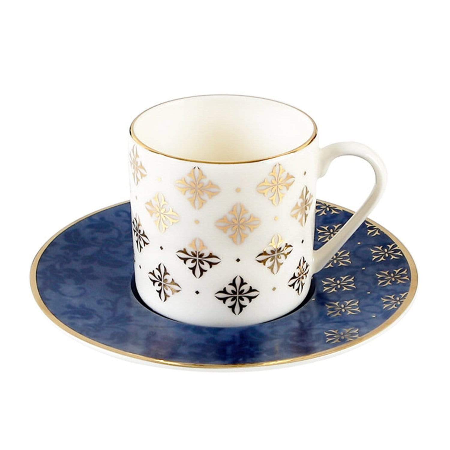 Porland Porselen Evoke Design 2 فنجان قهوة و صحن - أبيض و أزرق - 04ALM002750 - Jashanmal Home