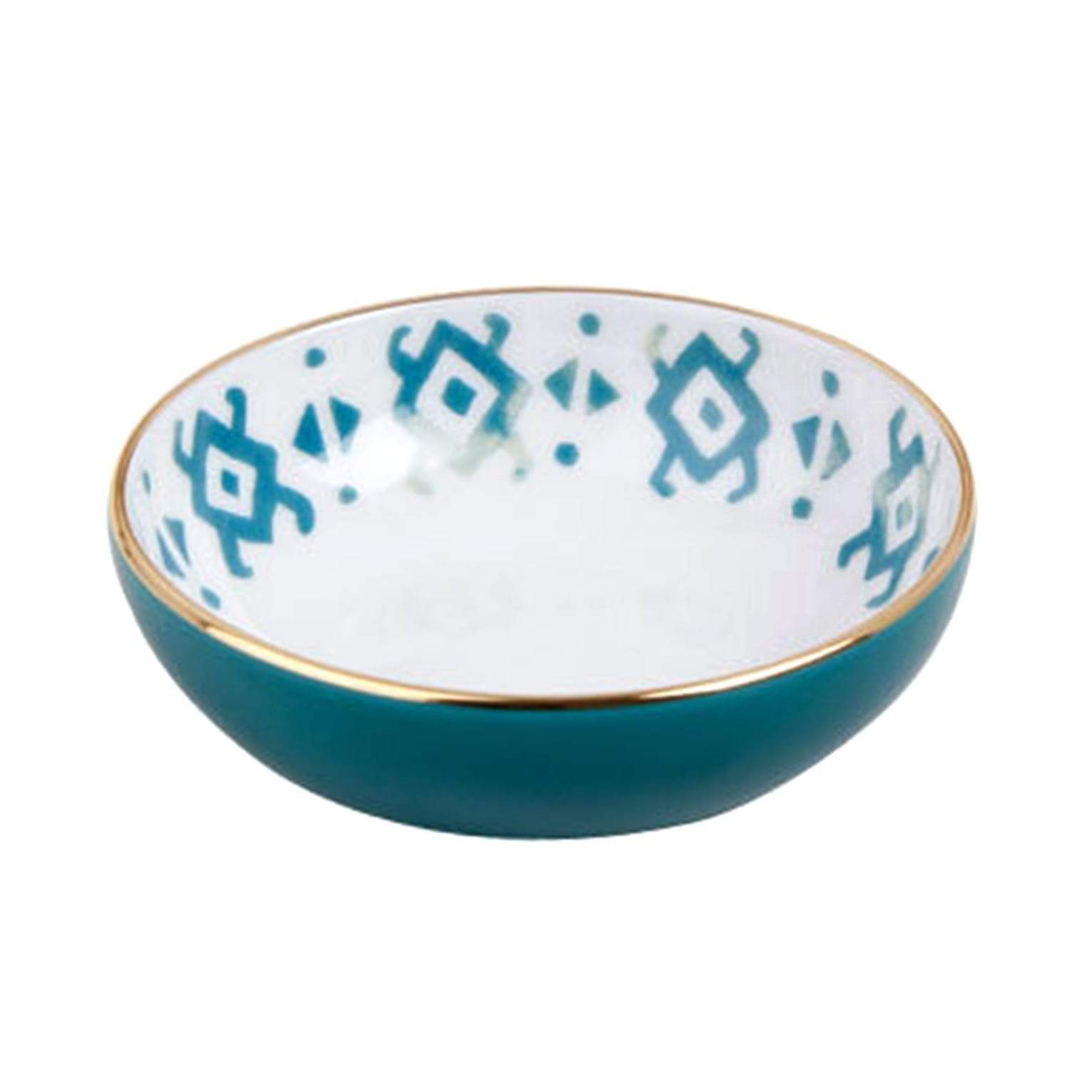 Porland Porselen Posh 10 cm Green Bowl - White and Blue - 04ALM003614 - Jashanmal Home
