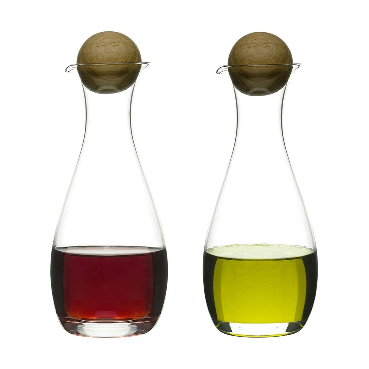 Sagaform Oil and Vinegar Bottles with Oak Stoppers - Clear, Set of 2 - SA5015337 - Jashanmal Home