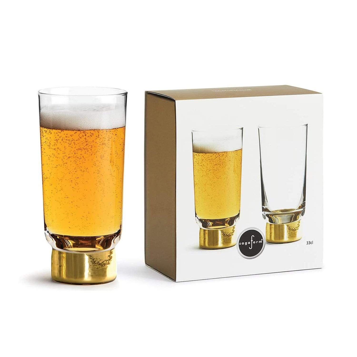 Sagaform Tumbler Glass Set of 2 - Clear and Gold, 330 ml - SA5009119 - Jashanmal Home