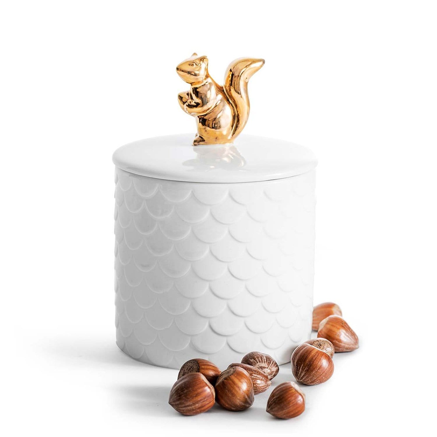 Sagaform Squirrel Jar With Lid - White and Gold, 450 ml - SA5017703 - Jashanmal Home