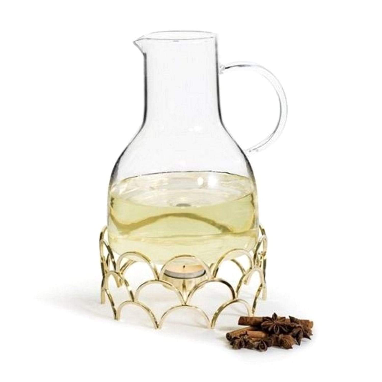 Sagaform Mulled Wine Pitcher With Heater - Clear and Gold, 1.3 Litre - SA5017678 - Jashanmal Home