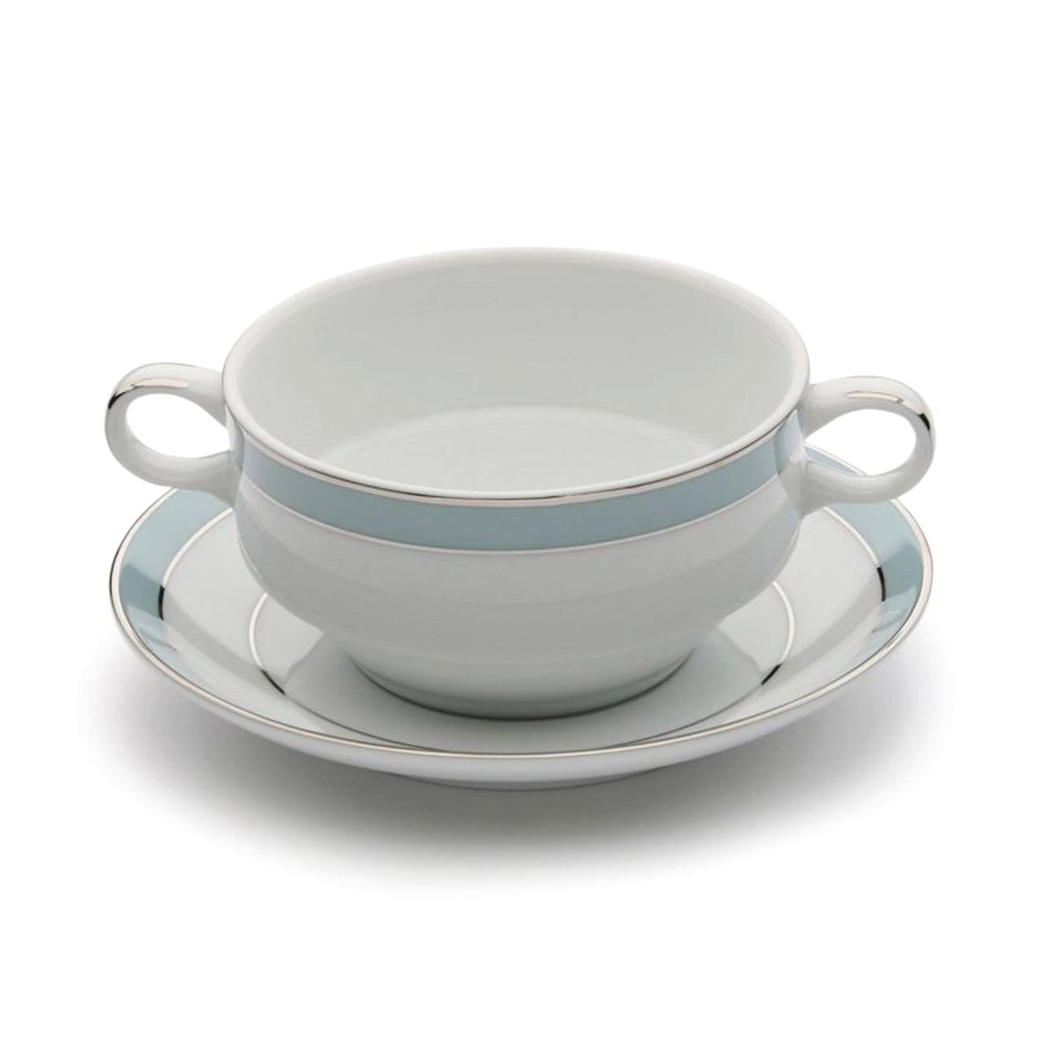 Dankotuwa Bella Blue Soup Cup and Saucer - White and Blue - BELLAB-SC/S - Jashanmal Home