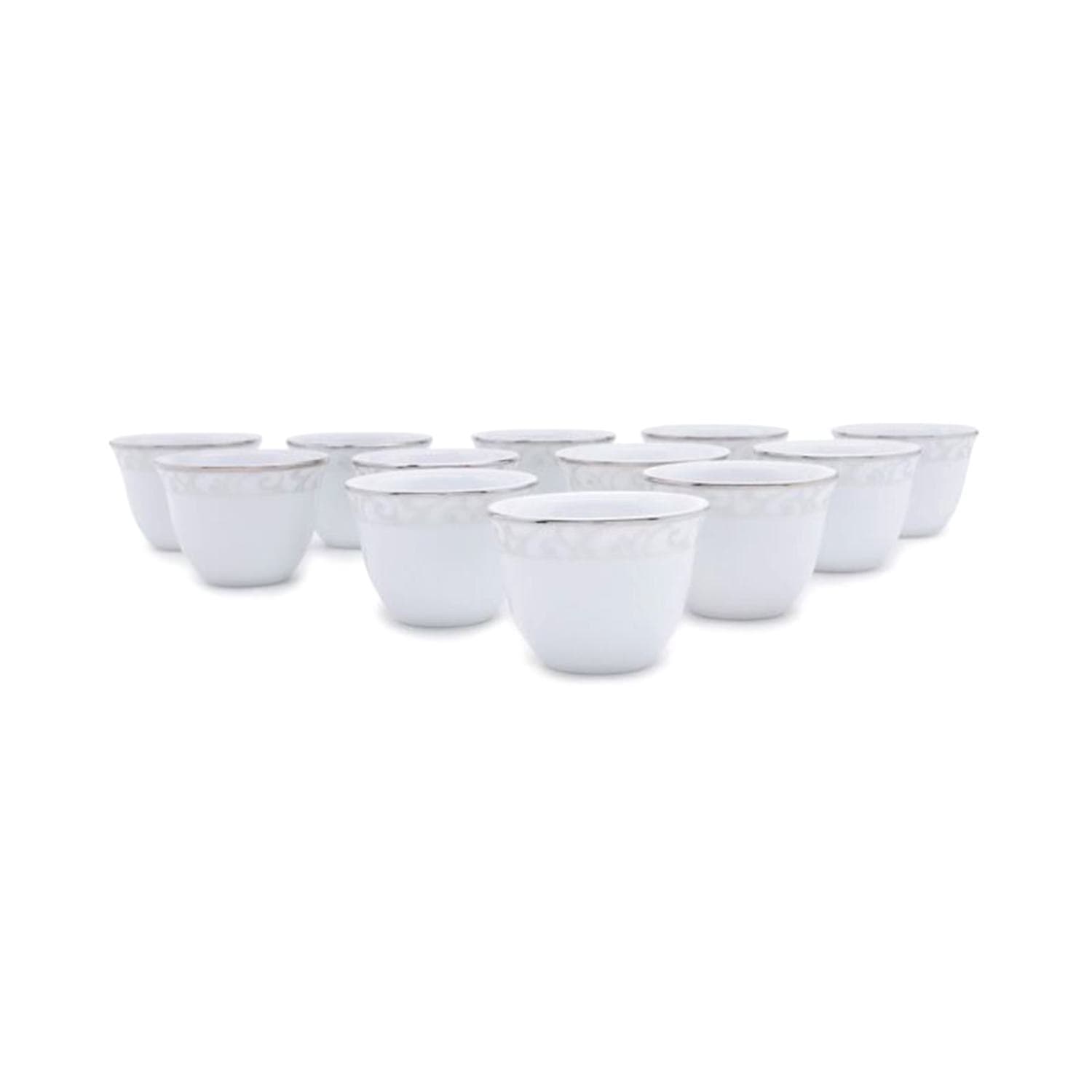 Dankotuwa Silver Mix Cawa Cups - White and Silver, Set of 12 - SILM-CC12 - Jashanmal Home
