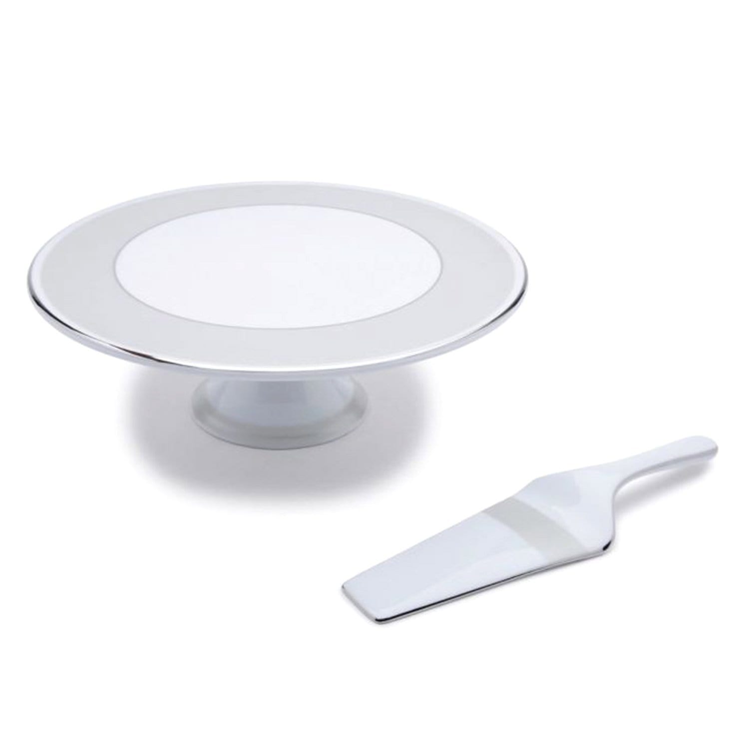 Dankotuwa Silver Mix Cake Stand with Cake Server - White and Silver - CAKE S - Jashanmal Home