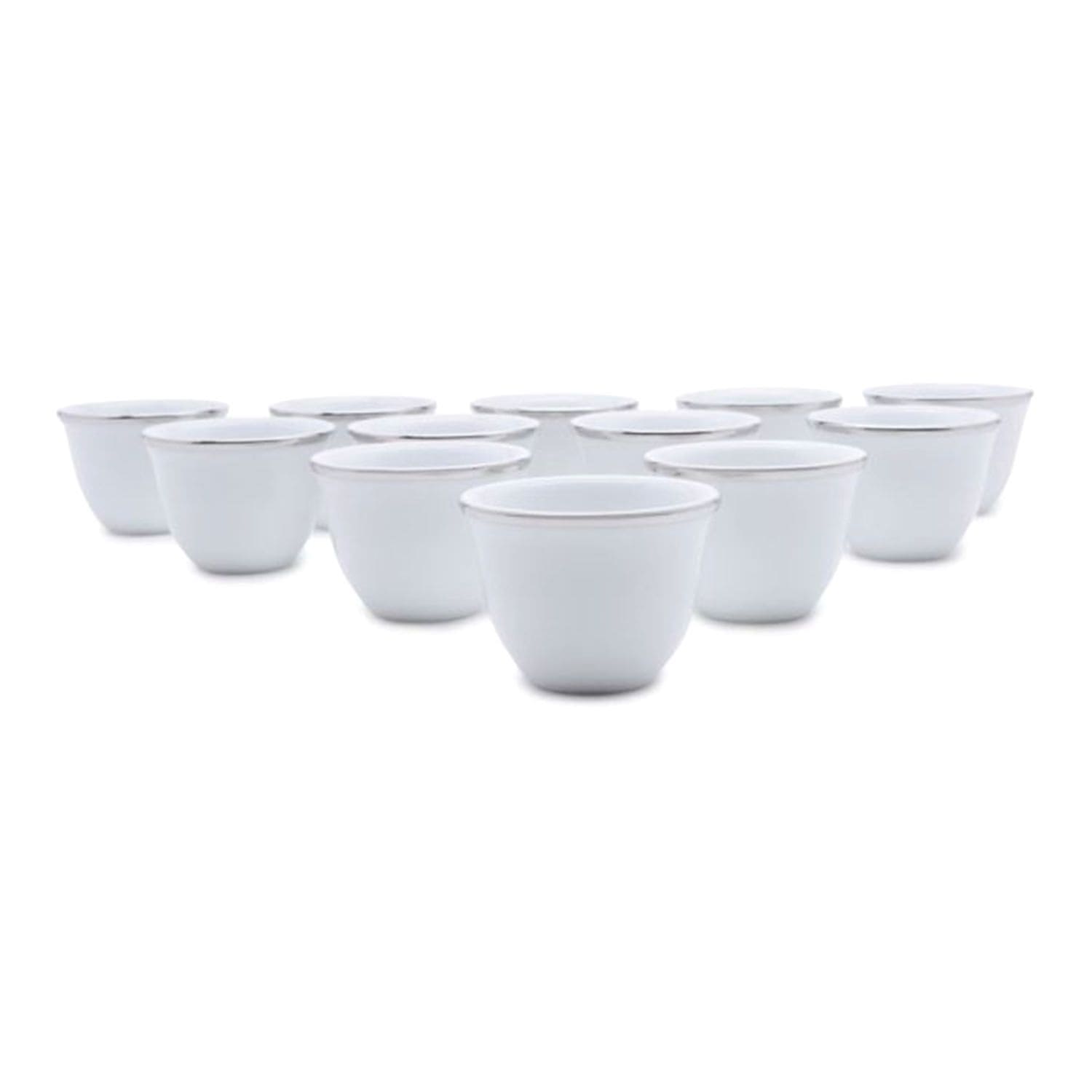 Dankotuwa Cawa Cup - White and Silver, Set of 12 - CCUPS - Jashanmal Home