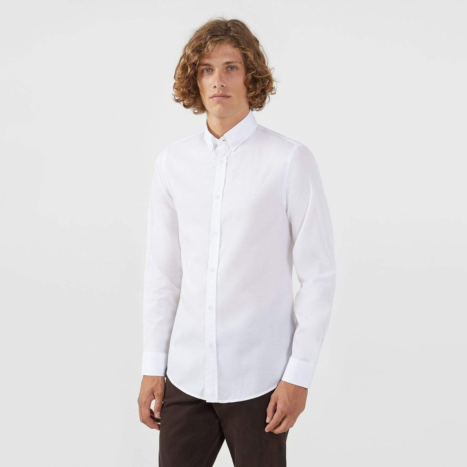Trussardi Button Down Cotton Regular Fit Shirt - White - 52C00069-W001 - Jashanmal Home