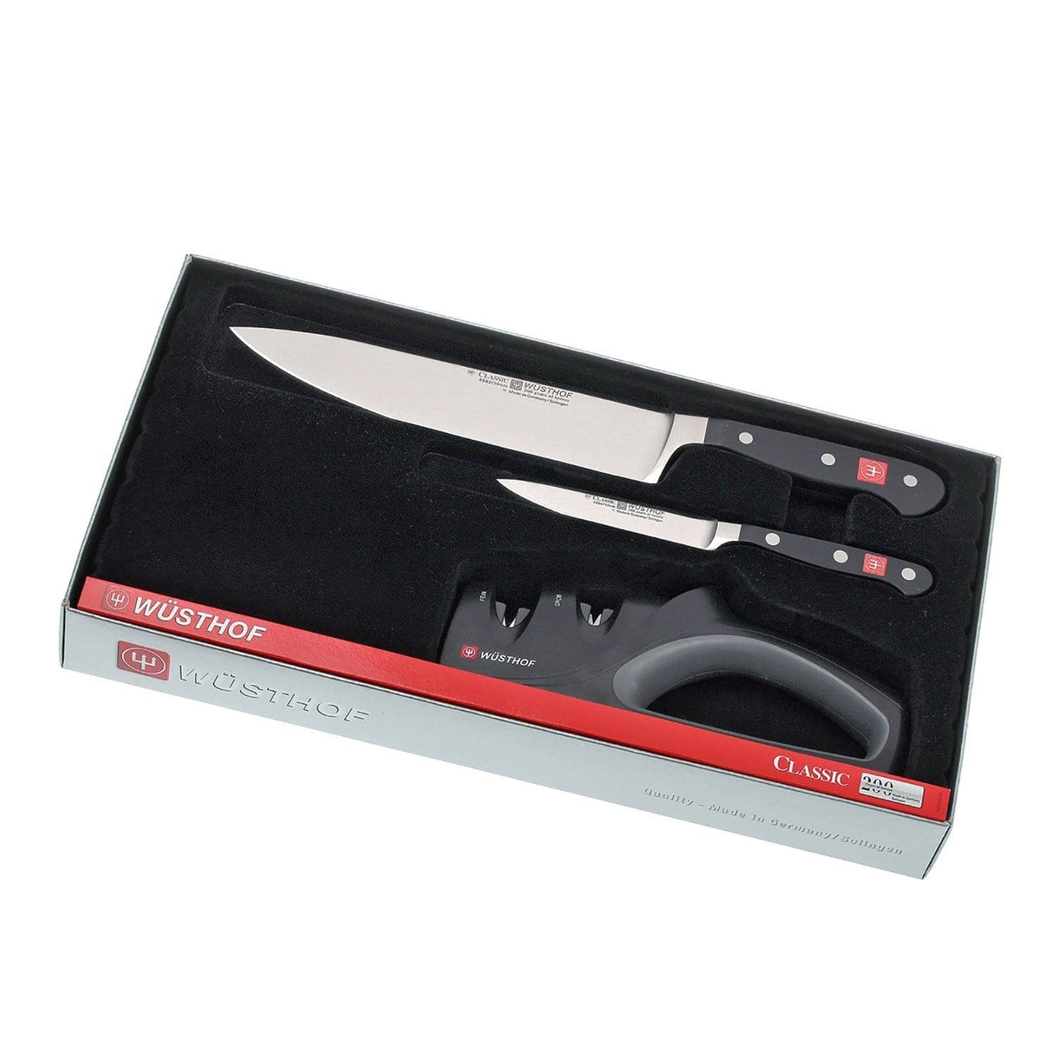 Wusthof Classic 2 Piece Knife Set with Knife Sharpener - Black and Silver - 9608-5 - Jashanmal Home